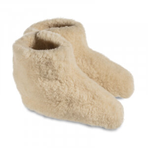 Woolwarmers Dolly witte wollen sloffen voorkant