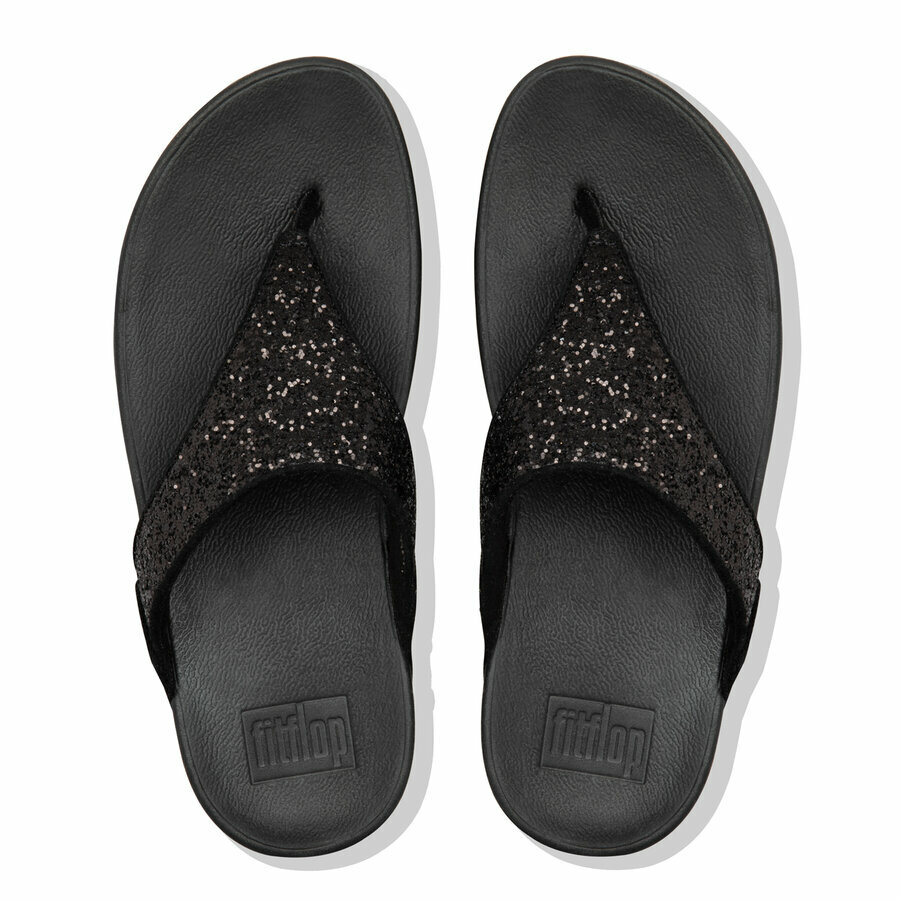 fitflop-lulu-glitter-black-slippers-bovenaanzicht