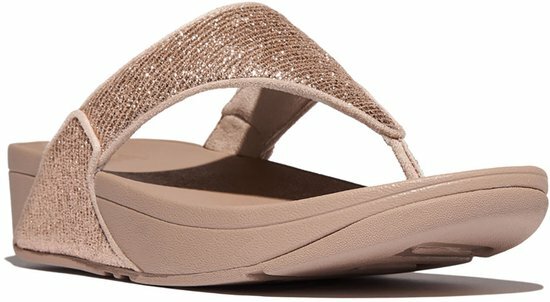 FitFlop FitFlop&trade; Lulu Crinkled-Shimmer Toe-Post Metallic Beige