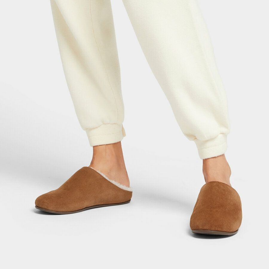 FitFlop&trade; Tumbled Tan Pantoffels &ndash; Zachte Comfort Sloffen voor Dames
