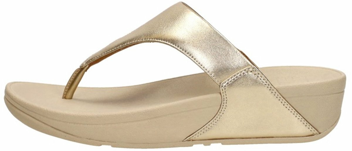 fitflop-lulu-leather-teenslippers-zijaanzicht Platino 