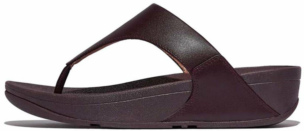 fitflop-lulu-leather-teenslippers-zijaanzicht Bruin