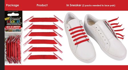 Ulace - Veters - voor sneakers met 6 gaatjes - Scarlet Red - Elastiek