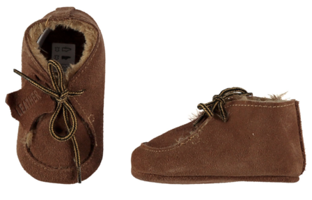 Baby boots cognac, leather and sheep wool lined