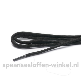 Shoe laces Cordial cotton black fine woven thickness 3mm 90 cm