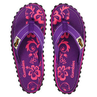 Gumbies - Islander Canvas Flip-Flops - Purple Hibiscus