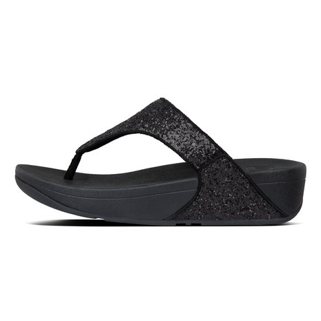 FitFlop™ Lulu Glitter Toe-Thongs PU Glitter Black