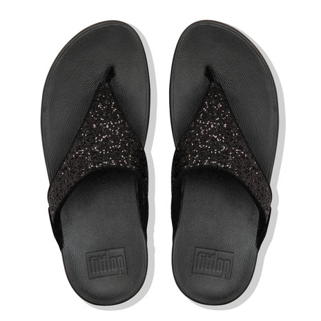 FitFlop™ Lulu Glitter Toe-Thongs PU Glitter Black