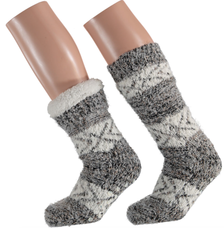 Apollo House socks lined grey brown (one size 36/41)
