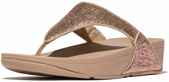 FitFlop FitFlop&trade; Lulu Crinkled-Shimmer Toe-Post Metallic Beige