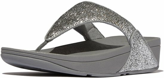 FitFlop FitFlop&trade; Lulu Crinkled-Shimmer Toe-Post Silver Seen