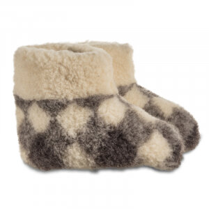 WoolWarmers Dolly sloffen met geblokt patroon