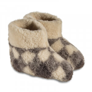 WoolWarmers Dolly sloffen met geblokt patroon