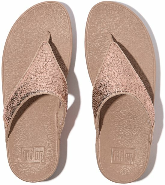 FitFlop FitFlop&trade; Lulu Crinkled-Shimmer Toe-Post Metallic Beige