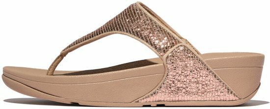 FitFlop FitFlop&trade; Lulu Crinkled-Shimmer Toe-Post Metallic Beige
