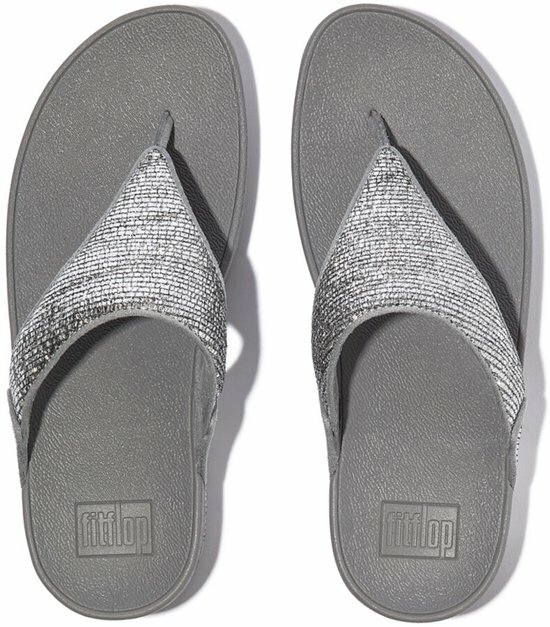 FitFlop FitFlop&trade; Lulu Crinkled-Shimmer Toe-Post Silver Seen