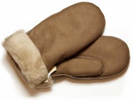 Wanten met lamsvacht voering Taupe