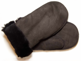 Wanten met lamsvacht voering donkerbruin