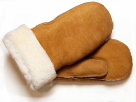 Wanten met lamsvacht voering cognac