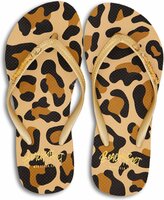 Beachyfeet Slipper Women - Beige/Black - Leopardo