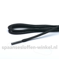 Schoenveters zwart wax  fijn rond geweven 3 mm 75 cm